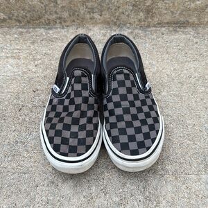 Vans Kids Black and Gray Checkered Slip Ons